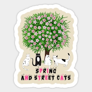 Spring And Street Cats - Cute And Floral Cat Lover Sticker